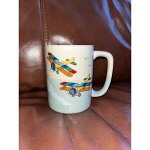Otagiri Japan Ceramic Coffee Mug Biplane Clouds Blue Sky
